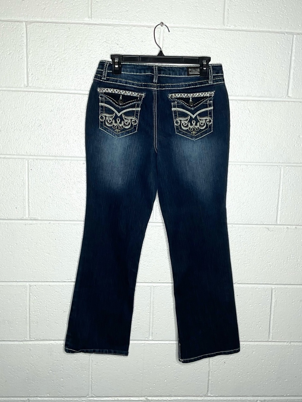 < Earl Jeans Embellished Bootcut Dark Wash Denim Jeans >
